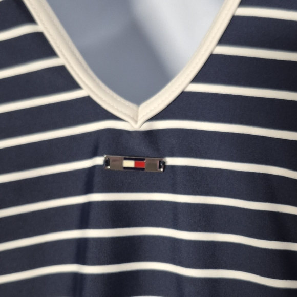 Tommy Hilfiger Swimsuit Navy Blue and White Striped One‎ Peice Women's 12 New - Picture 10 of 16